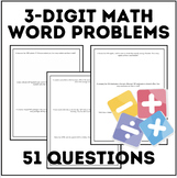 3 Digit Math Word Problems | Up to 1000 | 51 Questions