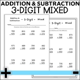 3-Digit Mixed Addition and Subtraction Worksheets | With a