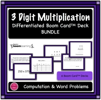 Preview of 3 Digit Multiplication Boom Card Differentiation Bundle Distance Learning