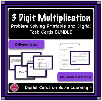 Preview of 3 Digit Multiplication Printable and Digital Task Card BUNDLE