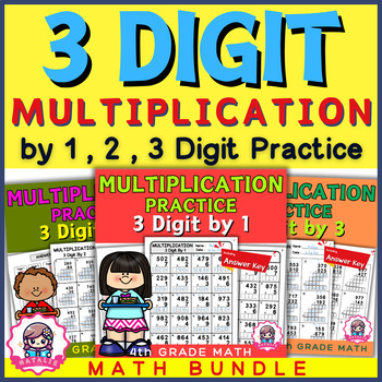 Preview of 3-Digit Multiplication by 1,2 and 3 Bundle | Multiplication Practice fun math