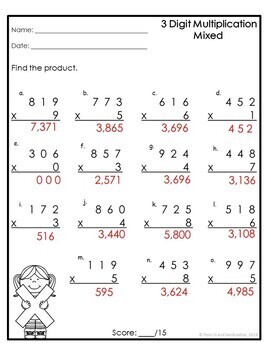 3 digit by 1 multiplication worksheets distance learning tpt