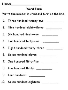 3 Digit- Number Forms Scoot and Worksheets (expanded ...