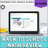 Back to School Math Review Distance Learning Google Slides