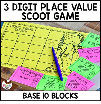 Preview of 3 Digit Place Value: Base Ten Blocks Scoot Game