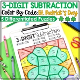 3-Digit St. Patrick's Day Subtraction Color by Code with a