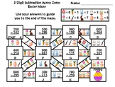 3 Digit Subtraction Across Zeros Game: Easter Math Maze