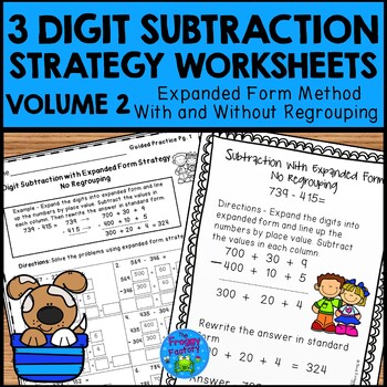 Preview of 3 Digit Subtraction Expanded Form | Subtraction Strategy Worksheets