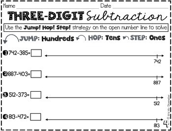 Three-Digit Subtraction: Open Number Line Strategy by ...