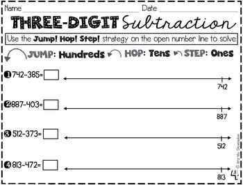 three digit subtraction open number line strategy by