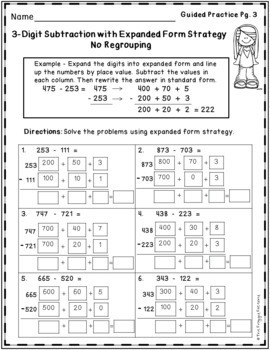 Subtraction Strategies Worksheets Bundle 3 Digit Subtraction Expanded Form