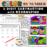 3 Digit Subtraction With Regrouping Color by Number