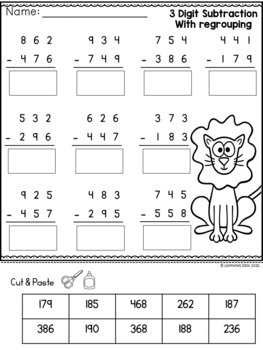 3 digit subtraction with regrouping worksheets by learning