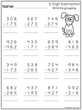 3 digit subtraction with regrouping distance learning by