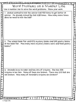 3 Digit Subtraction on the Number Line ---Worksheets by ...