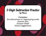 3-Digit Subtraction w/ Regrouping Practice Cards - Color a