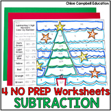 3 Digit Subtraction with Regrouping Christmas Math Worksheets