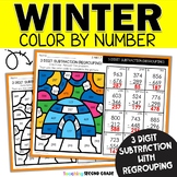 3 Digit Subtraction with Regrouping Color Number Winter Ja