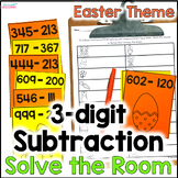 3 Digit Subtraction with Regrouping - Easter Theme Solve the Room