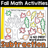 3 Digit Subtraction with Regrouping Fall & Thanksgiving Ma