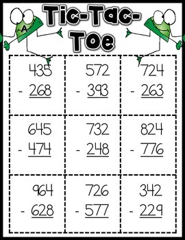 3 Digit Subtraction with Regrouping Math Games by Kristin Guyette