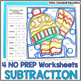 3 Digit Subtraction with Regrouping Winter Math Worksheets
