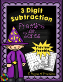3 Digit Subtraction Across Zeros-Halloween Themed