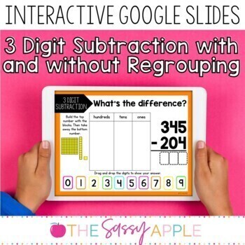 Preview of 3 Digit Subtraction with and without Regrouping Digital Slide Activities NO PREP
