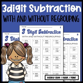 Preview of 3 Digit Teaching Subtraction With and Without Regrouping 3rd Grade Math Sub Plan