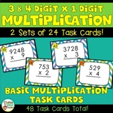 3-Digit and 4-Digit x 1 Digit Multiplication Task Cards DO