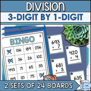 Preview of 3-Digit by 1-Digit Division Bingo Game | No Remainder