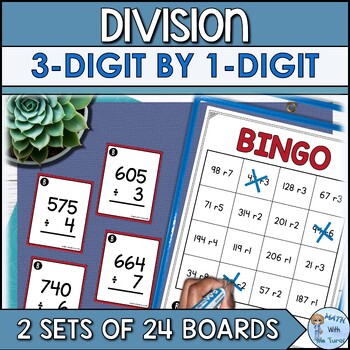 Preview of 3-Digit by 1-Digit Division Bingo Game | With Remainder