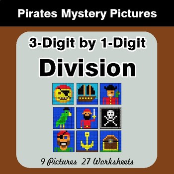 3-Digit by 1-Digit Division - Color-By-Number Math Mystery Pictures