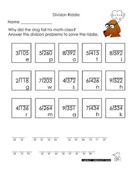 3 digit by 1 digit long division riddles with a graphic organizer