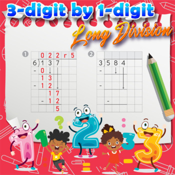 3 digit long division worksheet teaching resources tpt