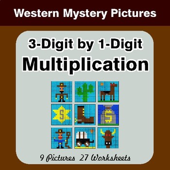 3-Digit by 1-Digit Multiplication - Color-By-Number Math Mystery Pictures