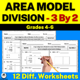 3 Digit by 2 Digit Area Model Division With and Without Re