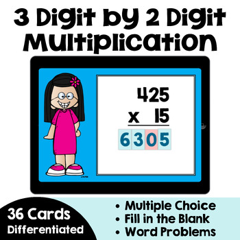Preview of 3 Digit by 2 Digit Multiplication Boom Cards - Self Correcting