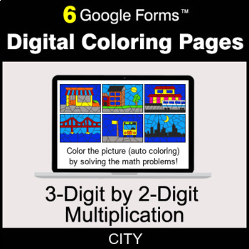 Preview of 3-Digit by 2-Digit Multiplication - Digital Coloring Pages | Google Forms