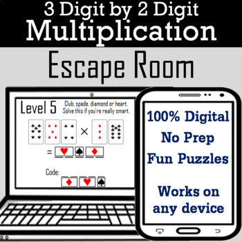 Preview of 3 Digit by 2 Digit Multiplication Activity: Digital Resource Escape Room Game