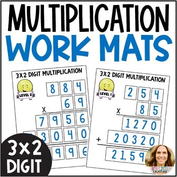 Preview of 3 x 2 Digit and 3 x 3 Digit Multiplication Math Work Mats - Standard Algorithm