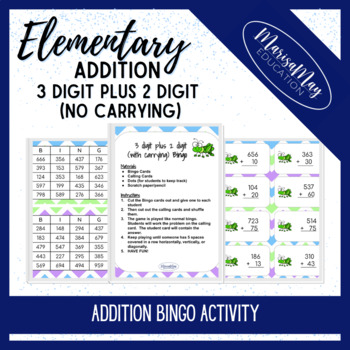 Preview of 3 Digit plus 2 Digit Addition (no carrying) BINGO Activity - Elementary Math