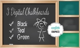 3 Digital Chalkboards Black Green School Teacher Blackboar