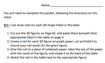 Preview of 3-Dimensional Figures and Their Nets Project