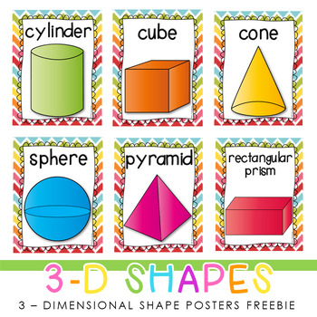 Preview of 3-Dimensional Shape Posters - Freebie - Rainbow Classroom