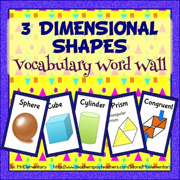 Preview of 3D Shapes Vocabulary Word Wall Posters