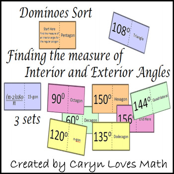 Exterior Interior Angles Of Polygons 3 Dominoe Like Matching Sort
