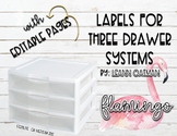 3 Drawer Organizer Labels - Flamingo Themed