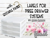 3 Drawer Organizer Labels - Floral Themed