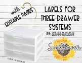 3 Drawer Organizer Labels - Sunflower Themed